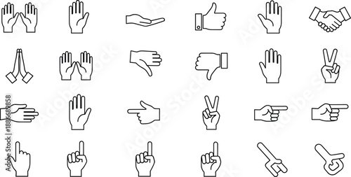 Professional line icon set including business teamwork, healthcare medical symbols, nature weather elements, hand gestures, global collaboration, partnership, and sustainable ecology,