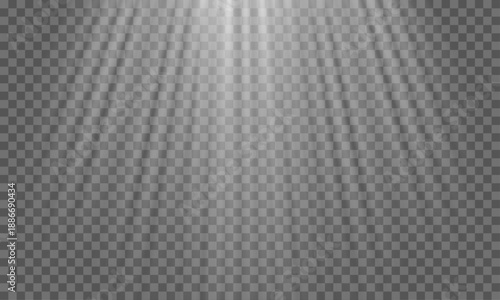 The spotlight creates atmospheric cinematic lighting. Dramatic stage lighting, isolated against a transparent background.