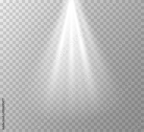 Sunbeam spotlight overlay, warm glow PNG, vector image.