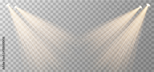 A set of vector PNG images with soft golden sunbeams on a transparent background.