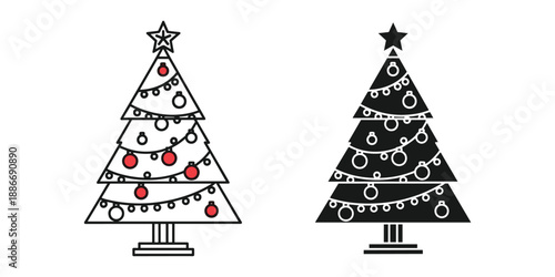 Festive Christmas Tree Vector Illustrations