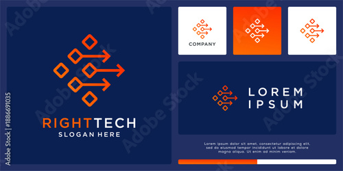 Right tech logo design with arrow.