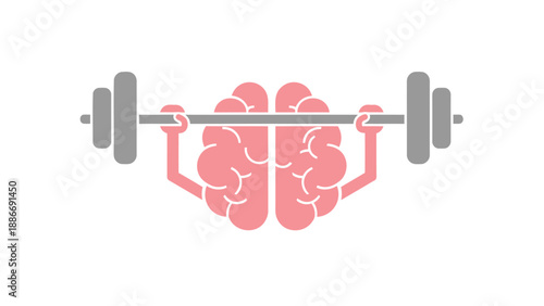 Brain lifting weights symbolizing mental strength and cognitive fitness training