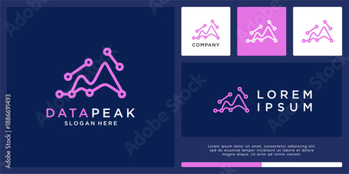 Data peak logo design tech abstract template.