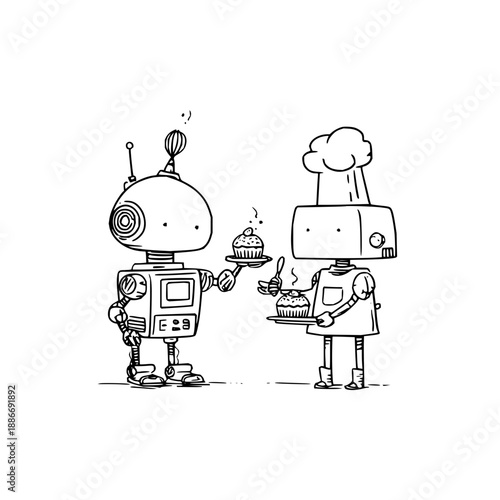 Robots Serving Cake and Food