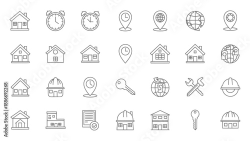 Real estate and home icons set vector illustration flat design for property business and construction