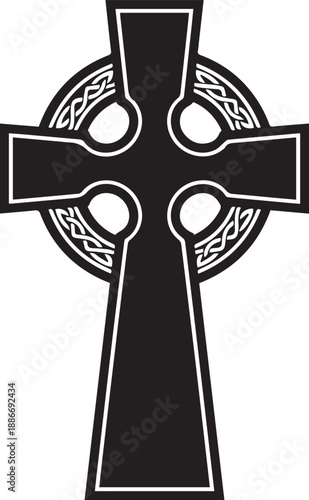 Celtic cross vector illustration, traditional irish religious symbol, culture and faith art