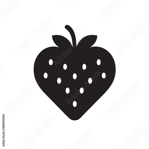 A fresh, ripe strawberry with the leaves, isolated on a clean, white background, presented as a simple and colorful illustration of a healthy fruit.