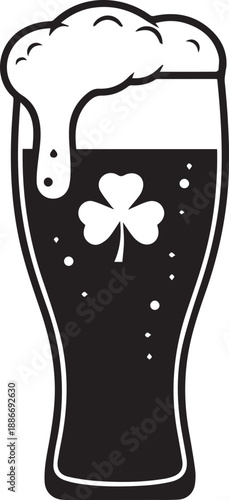 St patrick s day beer vector illustration, shamrock and foam art
