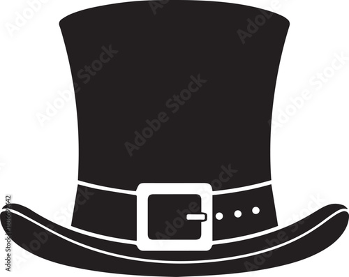 St patricks day leprechaun hat silhouette vector illustration with buckle and band decor
