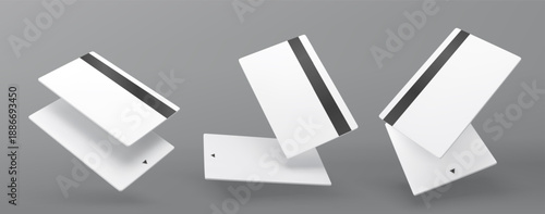 Vector realistic plastic credit card templates. Blank debit card with chip card on background. Mockup empty design for online business and finance, technology payment, digital payment concept.