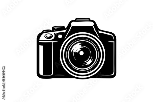 Minimal camera icon with simplified body and circular lens
