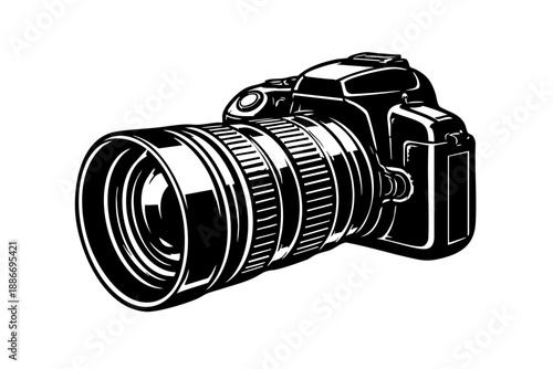 Side profile camera with large lens attached