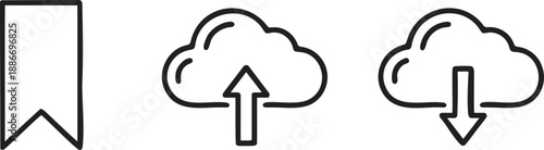 Bookmark Cloud Icons Set for Online Data Storage