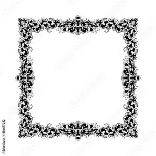 Luxury Square Floral Ornament Frame with Classic Vintage Design