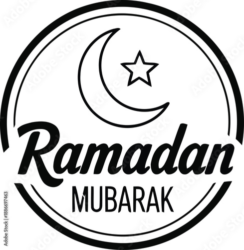 Ramadan mubarak crescent moon and star emblem