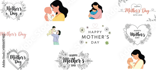 Mother's day illustrations and typography
