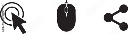 Cursor Share Icons Set Click and Navigation Vector