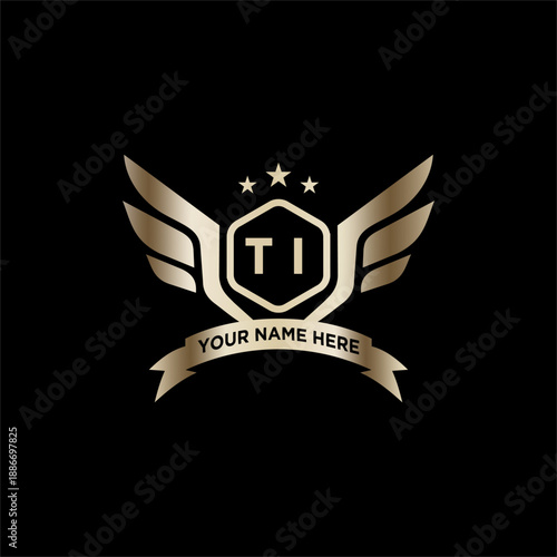 TI Initials Eagle Logo Icon Education Stock Vector