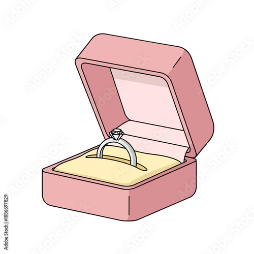 Diamond Ring in Pink Jewelry Box.