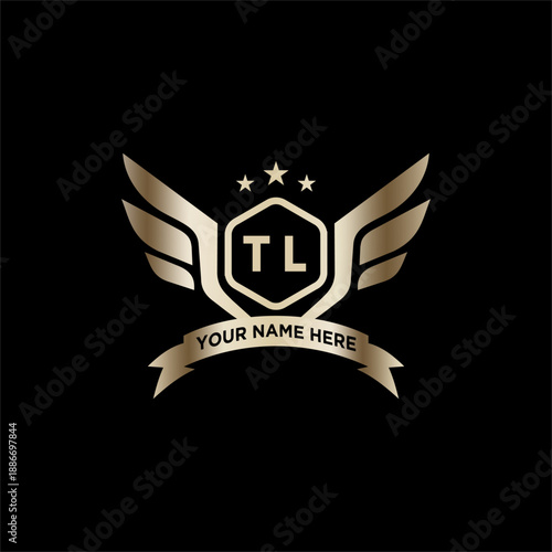 TL Initials Eagle Logo Icon Education Stock Vector