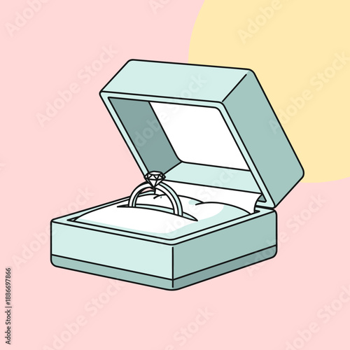 Engagement Ring in Open Jewelry Box.