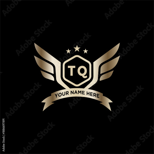 TQ Initials Eagle Logo Icon Education Stock Vector