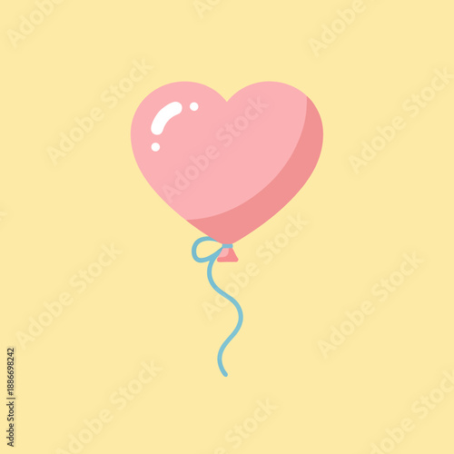 Pink Heart Shaped Balloon with Ribbon.