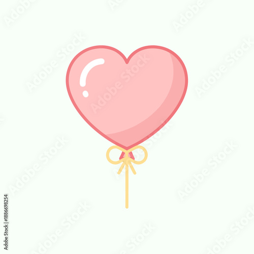 Pink Heart Shaped Balloon with Ribbon.