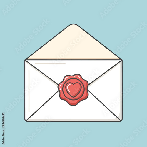 White Envelope with Red Heart Seal.