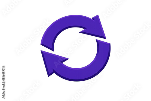Free Download Purple circular refresh icon in a 3d style with arrows indicating continuous looping movement, sync, and recycling - GFXLoad