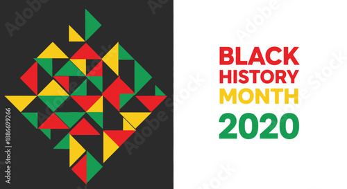 Black History Month 2020 Celebration with African American Colors Geometric Pattern