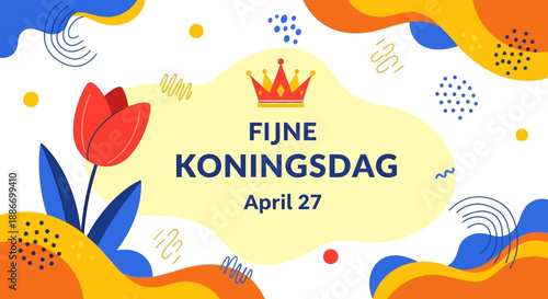 Happy Kings Day Celebration with Tulips and Crown - April 27th