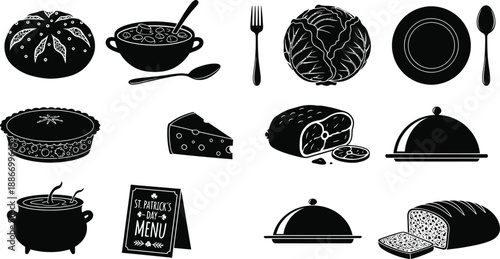 Collection of various food and dining items