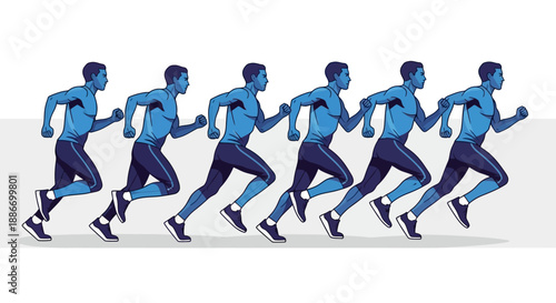 Dynamic Motion Sequence of a Male Runner in Mid-Stride for Sports and Fitness Concepts