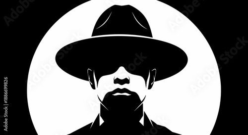 Mysterious Man in Hat and Sunglasses, Noir Style, Dramatic Silhouette