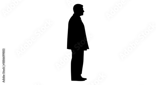 Silhouette of a Professional Man Standing Sideways in Business Attire, Isolated on White