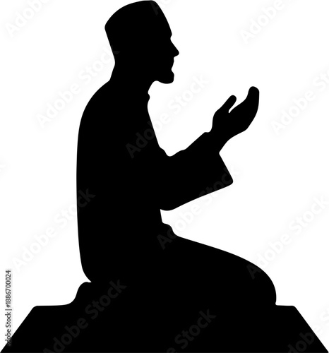 silhouette of a man sitting pray of God  vector illlustration design 