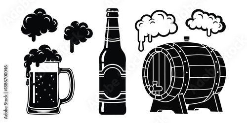 Beer brewing and serving illustration