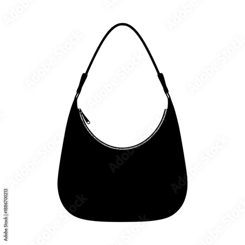 Black silhouette of a hobo wearing a wide brim hat, long coat, carrying a satchel, standing with a casual pose in an urban environment.