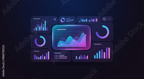 Futuristic Digital Dashboard with Data Visualization and Analytics for Business Insights
