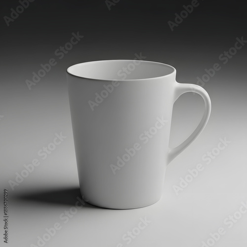 Minimal White Ceramic Coffee Mug Mockup on Neutral Studio Background.