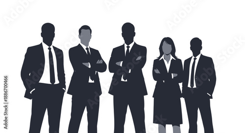 Diverse Group of Professionals in Business Attire Standing Confidently with Arms Crossed