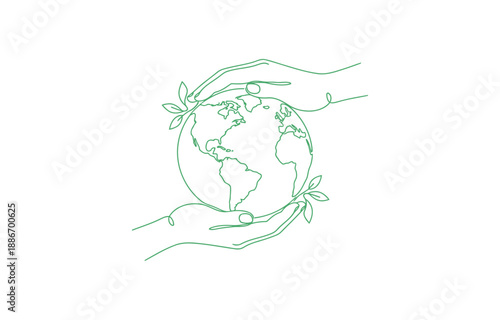 Happy earth day vector, Simple one continuous line drawing. Minimalist web banner, earth day vector illustration.