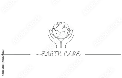 Happy earth day vector, Simple one continuous line drawing. Minimalist web banner, earth day vector illustration.