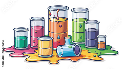 Colorful Science Laboratory Spill Illustration