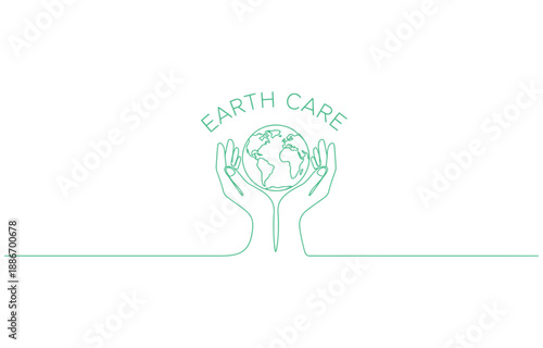 Happy earth day vector, Simple one continuous line drawing. Minimalist web banner, earth day vector illustration.