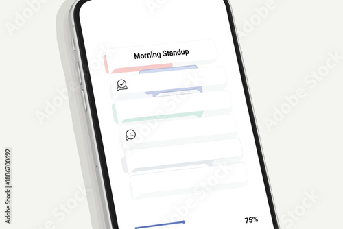 Smartphone screen displaying morning standup task list on mobile app interface
