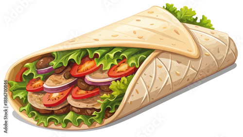 Delicious Shawarma Wrap with Fresh Ingredients