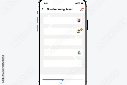 Smartphone screen showing a chat interface with a morning greeting message on a mobile device screen